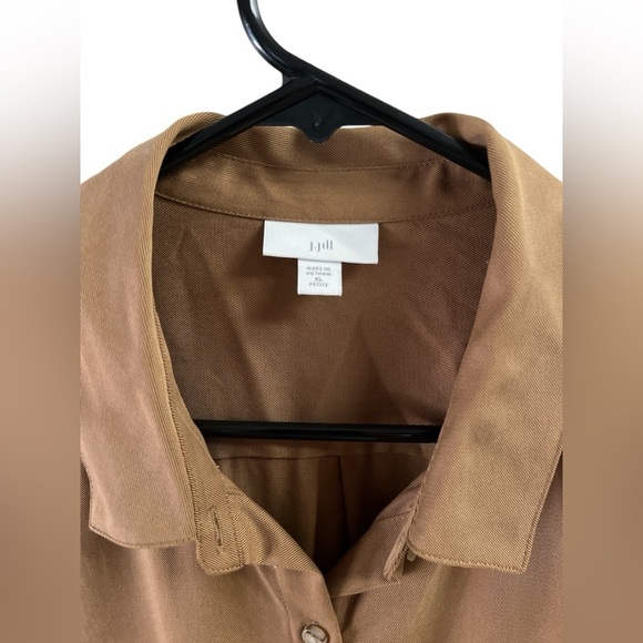 J Jill brown tunic roll tab long sleeve button down blouse - Picture 3 of 6